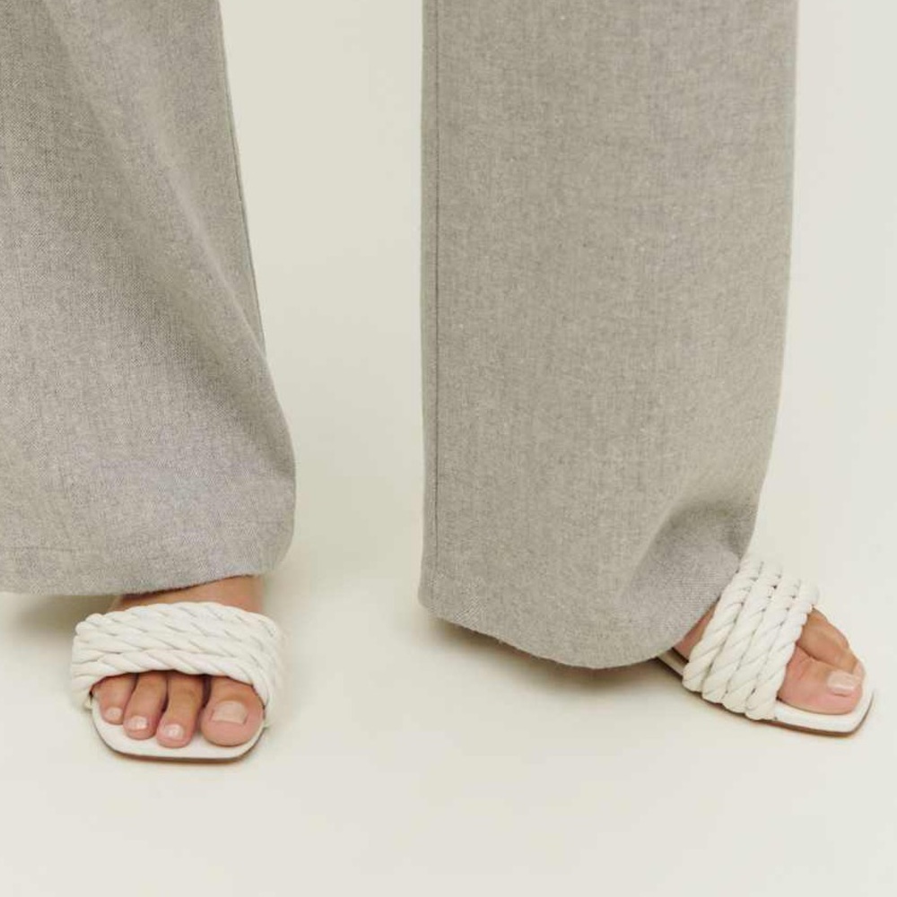 Reformation White Braided Strap Slide Sandals - Picture 2 of 7